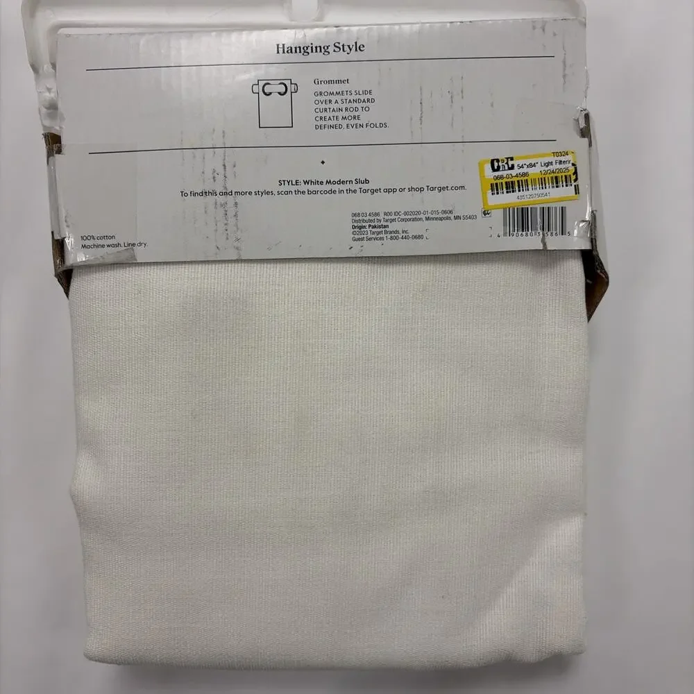 Threshold Light Filtering Curtain White Modern Slub - One Panel 54